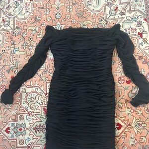 Dress the Population Black Long Sleeve Ruched Dress
